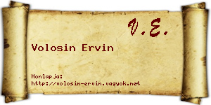 Volosin Ervin névjegykártya